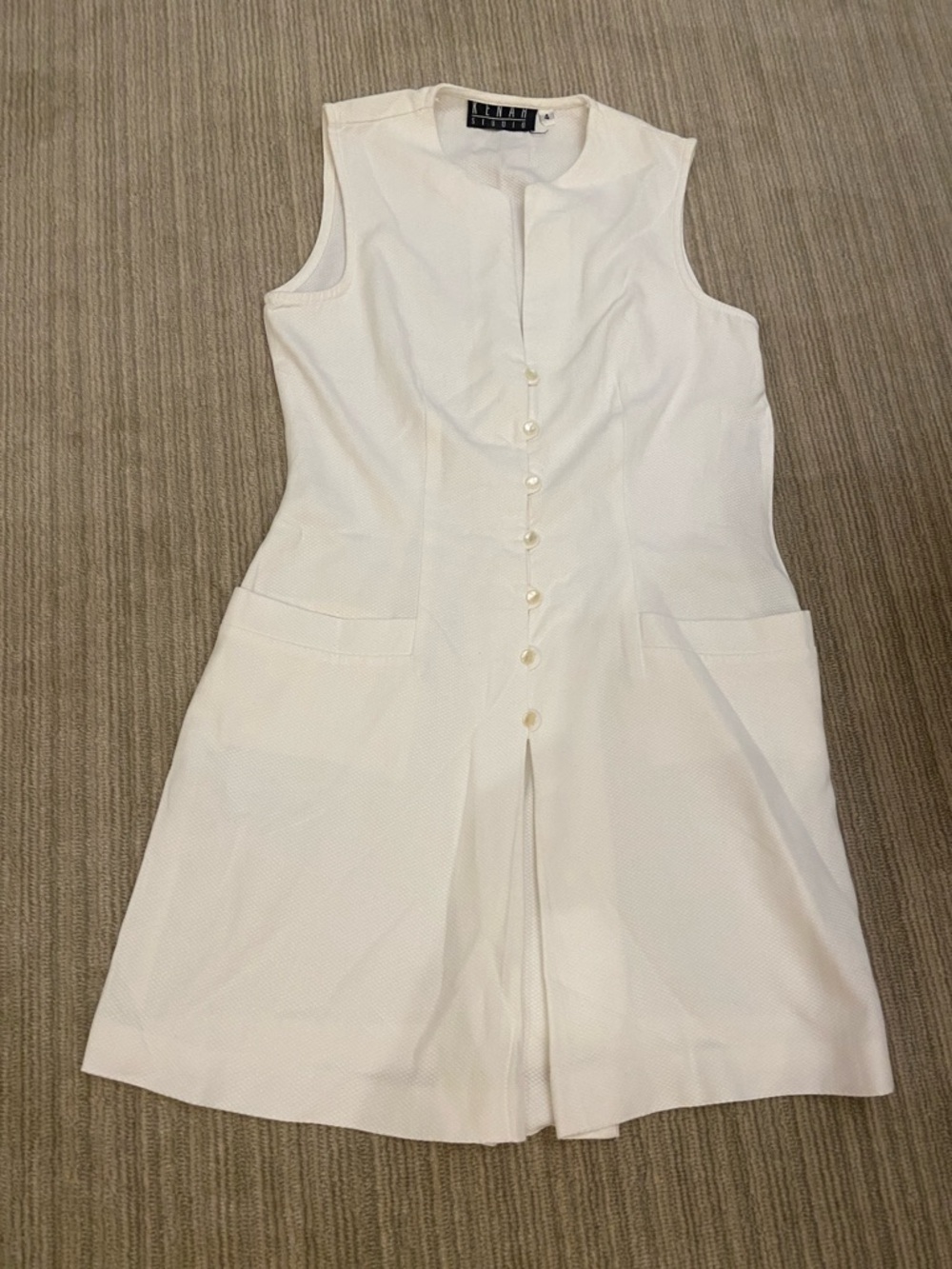 Kenar White Sleeveless Button-Front Mini Dress
